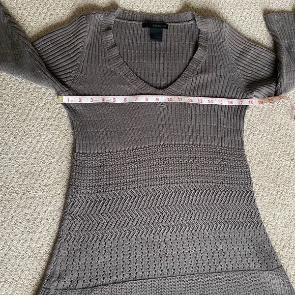Calvin Klein  tunic sweater v-neck metallic thread Medium - Picture 4 of 13